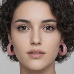 Pink Acrylic Marble Hoops